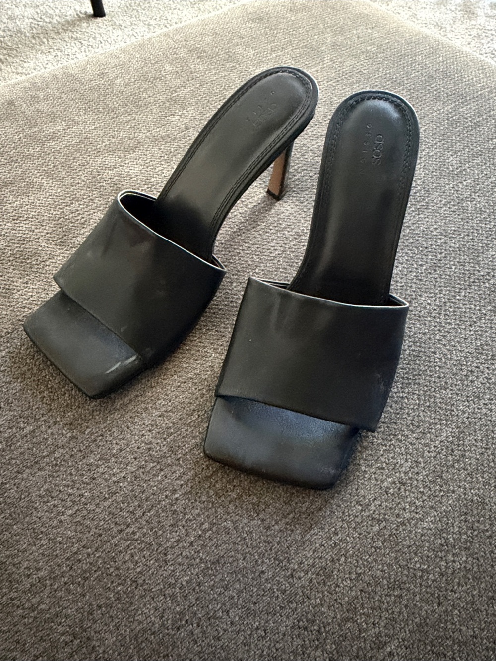 ASOS Black Square Toe Mule Heels